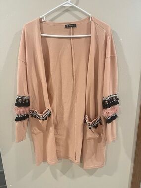 BTFBM Boho Tassel Open Front Cardigan - Small
